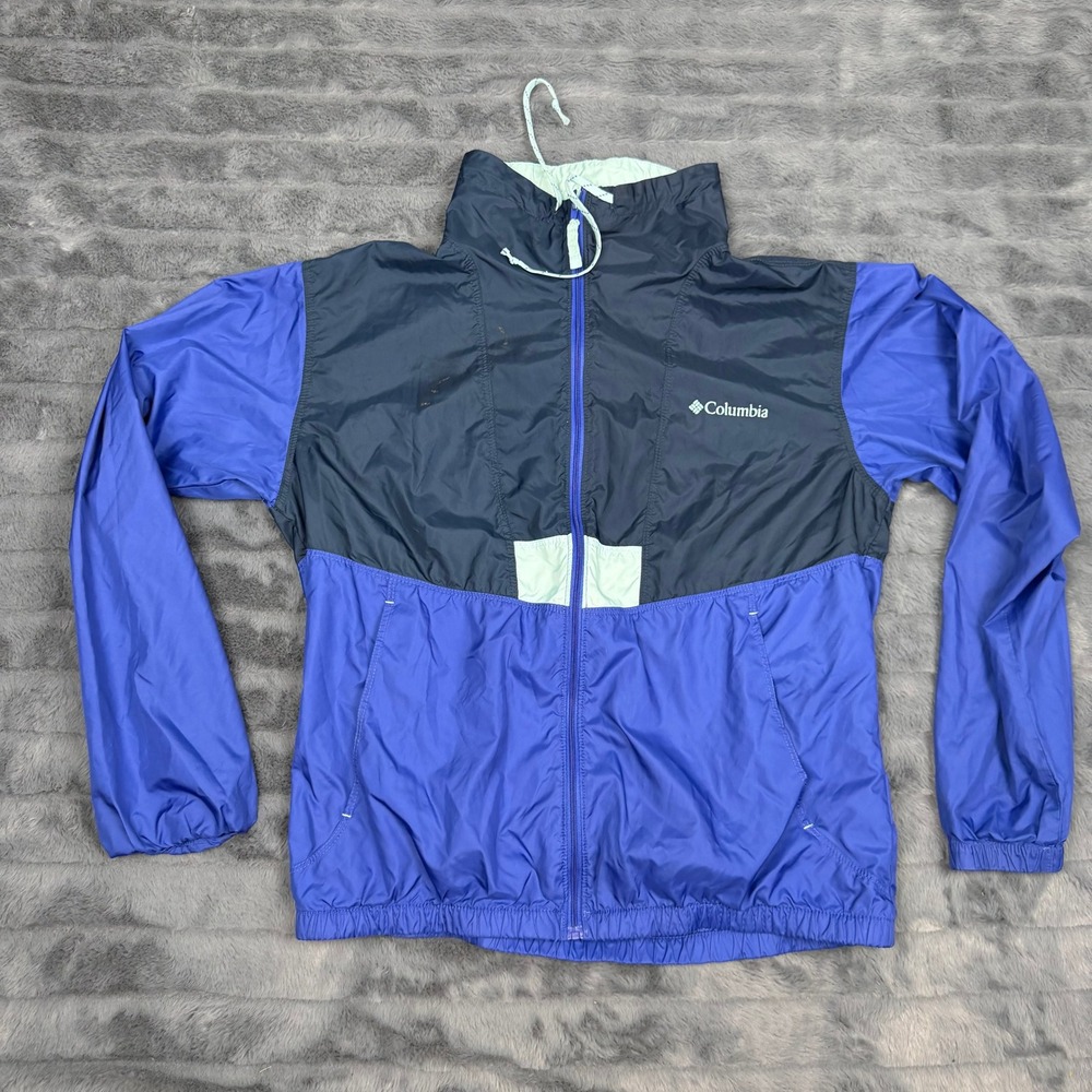 Columbia Kids Blue Navy Colorblock Windbreaker Jacket Small S RN 69724